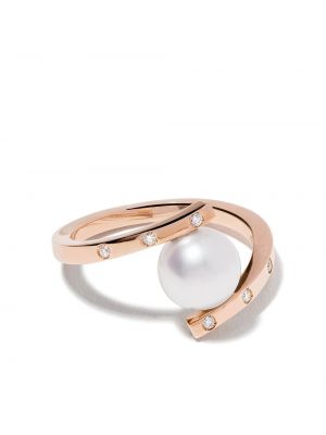 Prsteň s perlami z ružového zlata Tasaki