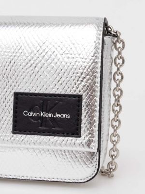 Kígyómintás kézitáska Calvin Klein Jeans ezüstszínű