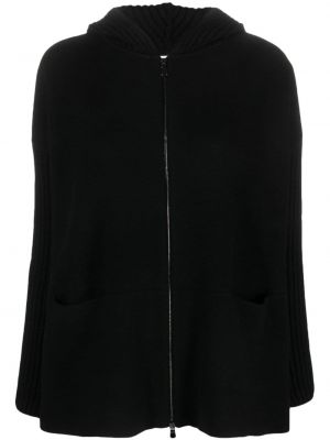 Mikina s kapucí na zip Le Tricot Perugia černá