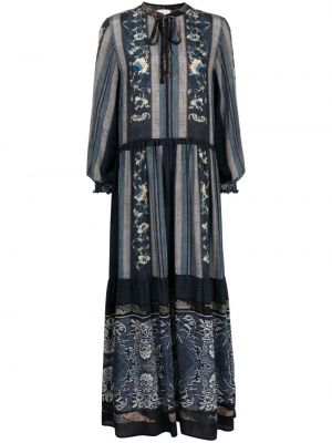 Rochie de mătase cu imagine Pierre-louis Mascia albastru