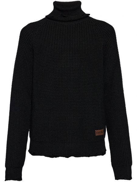 Плетен дълъг пуловер Dsquared2 черно