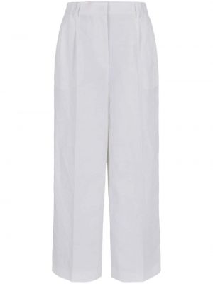 Lněné kalhoty relaxed fit Giorgio Armani bílé