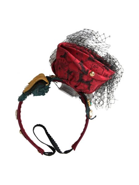 Jedwabna czapka Dolce And Gabbana czerwona