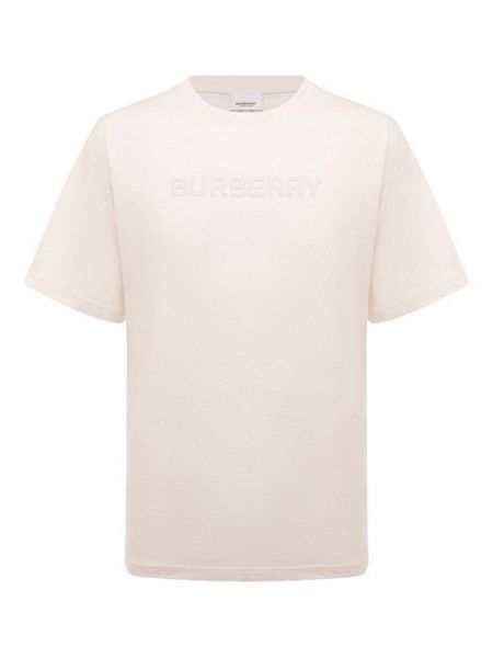 Хлопковая футболка Burberry бежевая