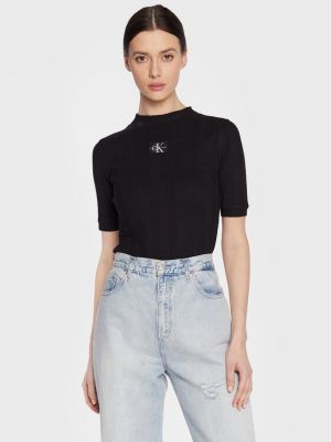 Slim fit blúz Calvin Klein Jeans fekete