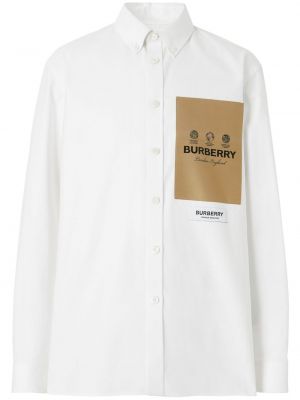 Памучна риза Burberry бяло