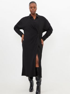 Платье-рубашка с длинным рукавом из крепа Karen Millen черное