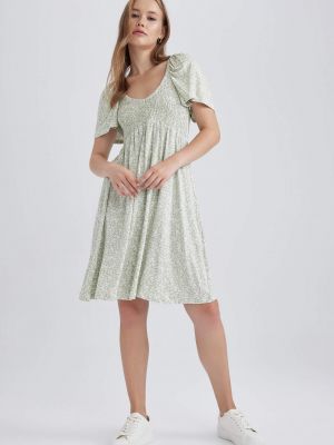 Плетена мини рокля с v-образно деколте с къс ръкав Defacto