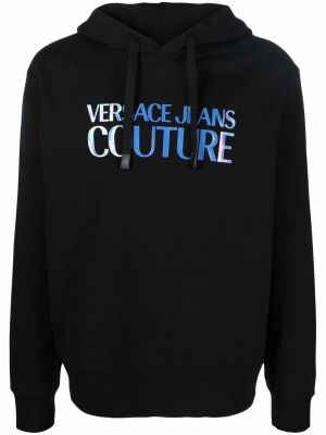 Trykt bomull hettegenser Versace Jeans Couture svart