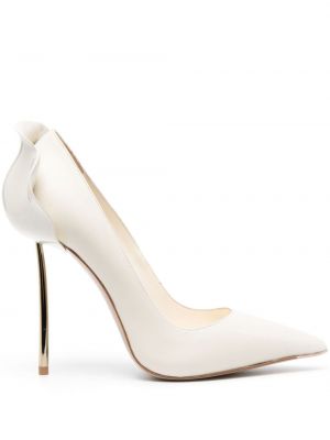 Кожени полуотворени обувки с волани Le Silla бяло