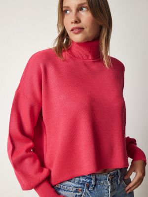Džemperis ar augstu apkakli Happiness İstanbul rozā