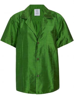Копринена сатенена риза Rosie Assoulin зелено