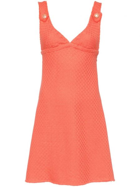 Права рокля без ръкави от туид Chanel Pre-owned оранжево