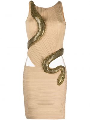 Φόρεμα με μοτίβο φίδι Balmain μπεζ