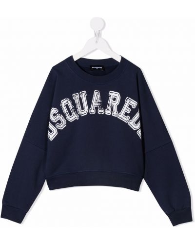 Trykt bomull hettegenser for jenter Dsquared2 Kids blå