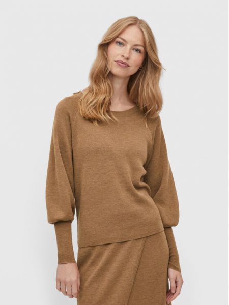 Пуловер свободного кроя Vila коричневый