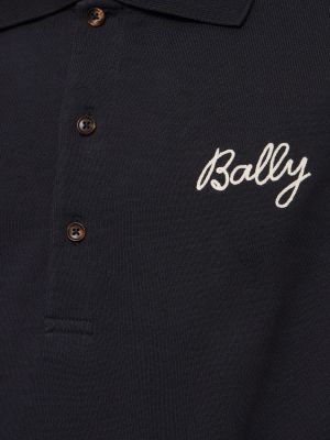 Памучна поло тениска с дълъг ръкав Bally синьо