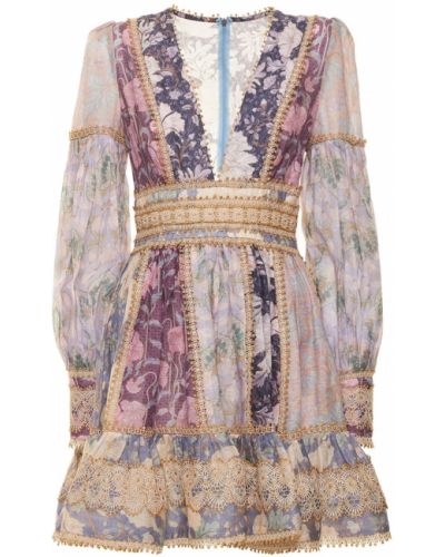 Sukienka mini na zamek Zimmermann - fioletowy