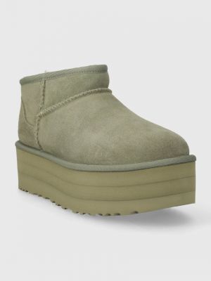 Čizme za snijeg od brušene kože s platformom Ugg zelena