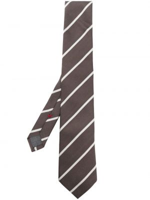 Сатенена вратовръзка на райета с принт Brunello Cucinelli кафяво