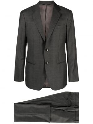 Kockovaný vlnený oblek Giorgio Armani sivá