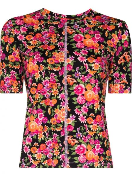 Trykt floral t-skjorte Commission svart