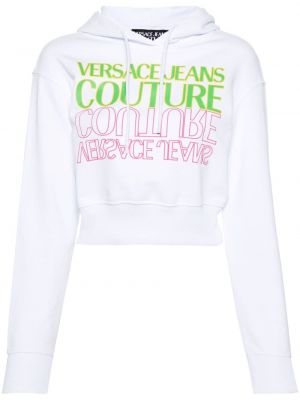 Pamučna hoodie s kapuljačom Versace Jeans Couture bijela