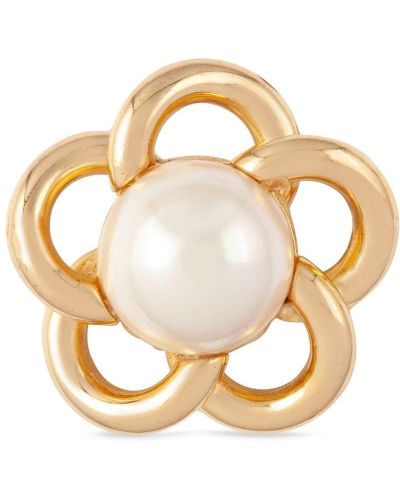 Broche con perlas Christian Dior dorado
