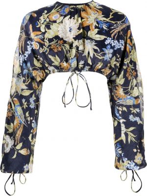 Floral kort bluse Sir blå