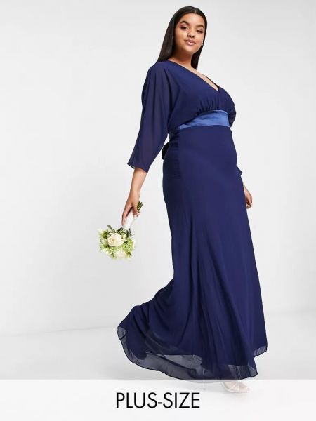 Длинное платье с длинным рукавом Tfnc синее
