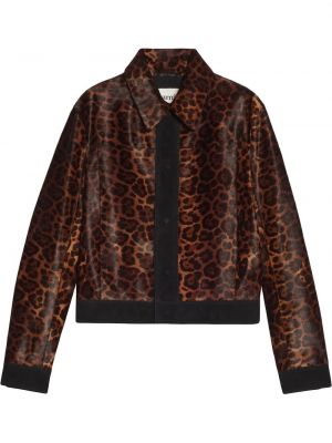 Укороченная куртка с принтом Ami Paris, коричневая