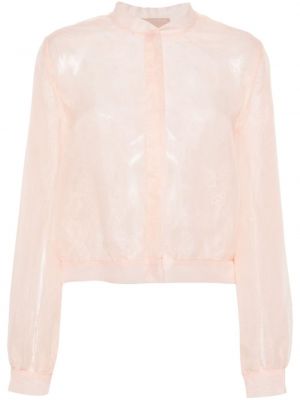 Φλοράλ μπλούζα με δαντέλα Twinset ροζ