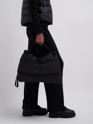 Pikowana nylonowa shopperka na zamek Moncler czarna