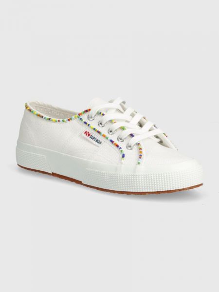 Pantofi cu mărgele Superga alb
