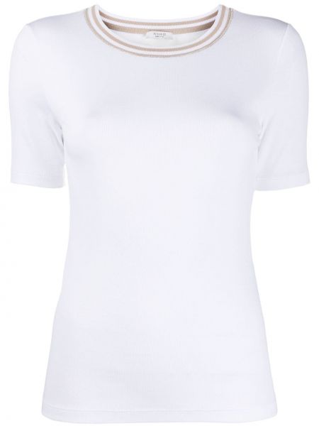 Camiseta slim fit de cuello redondo Peserico blanco