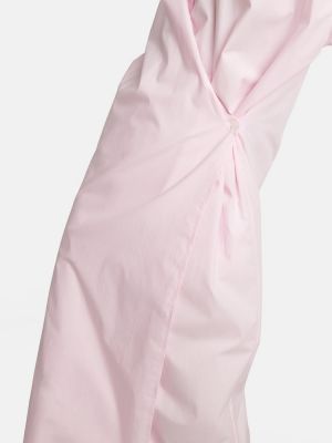 Pamučna midi haljina Lemaire ružičasta
