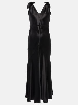 Hedvábné saténové dlouhé šaty Gabriela Hearst černé