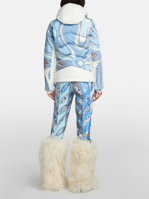 Pérová lyžiarska bunda s potlačou Pucci modrá