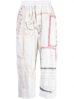Voľné ľanové priliehavé nohavice By Walid biela