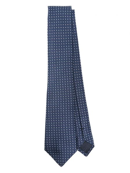 Cravată de mătase cu imprimeu geometric Giorgio Armani albastru