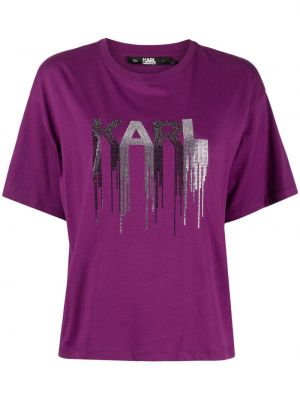 Bombažna majica Karl Lagerfeld vijolična