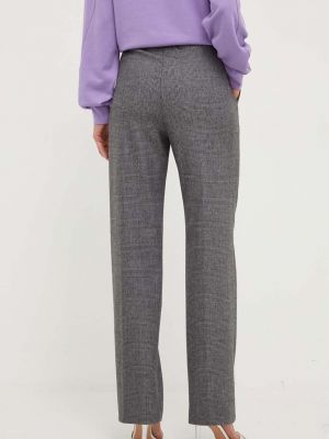 Jednobarevné kalhoty s vysokým pasem Pinko šedé