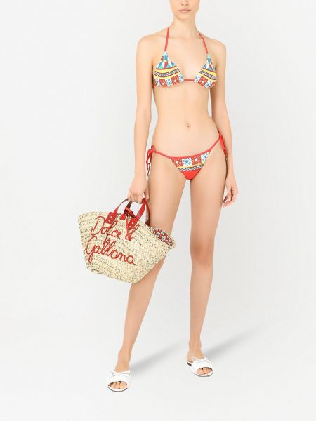 Bikini con estampado Dolce & Gabbana rojo