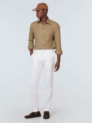 Bavlněné rovné kalhoty Kiton bílé