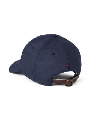Vilnonis siuvinėtas kepurė su snapeliu Brunello Cucinelli mėlyna
