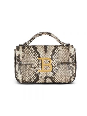 Borsa shopper di pelle di pelle con stampa Balmain