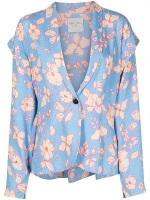 Trykt floral lang blazer Forte_forte blå