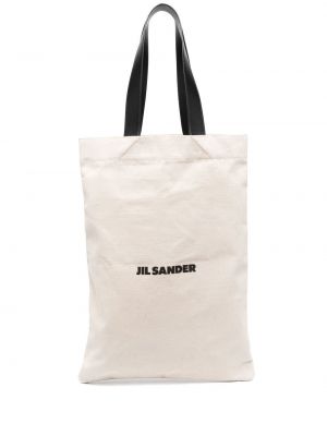 Leinen shopper handtasche mit print Jil Sander