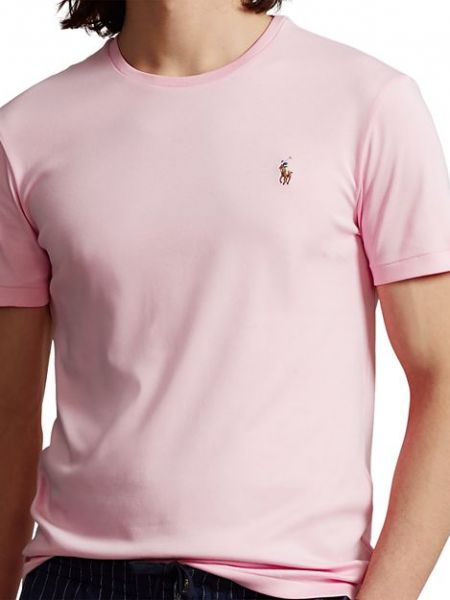 Хлопковая футболка Polo Ralph Lauren розовая