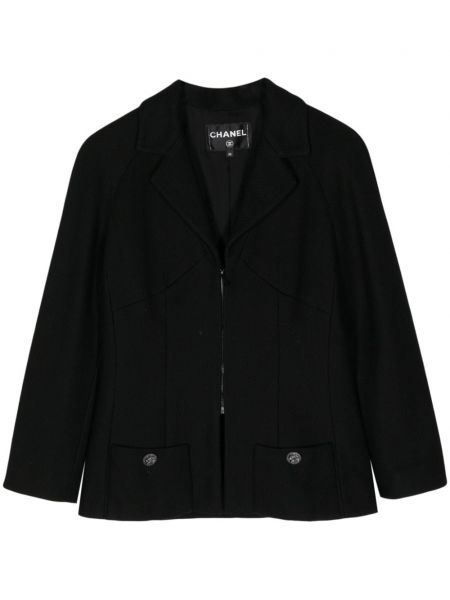 Długa kurtka na zamek z siateczką Chanel Pre-owned czarna